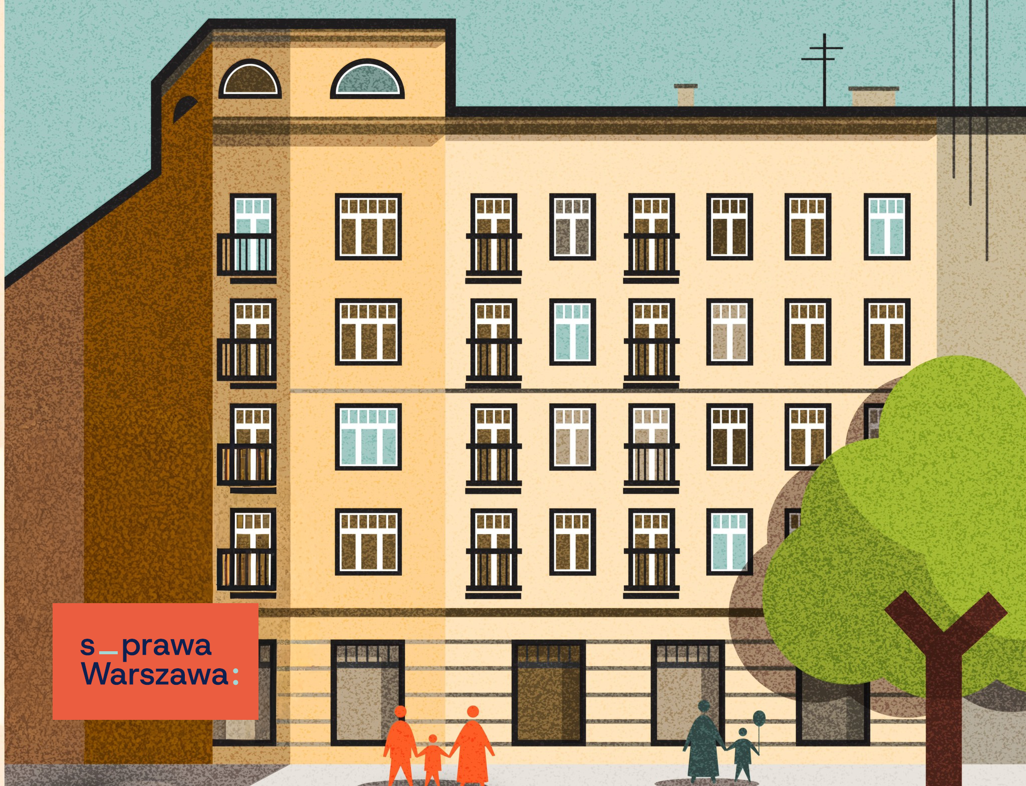 Ilustracja przedstawiająca budynek Warszawskiego Laboratorium Innowacji Społecznych 