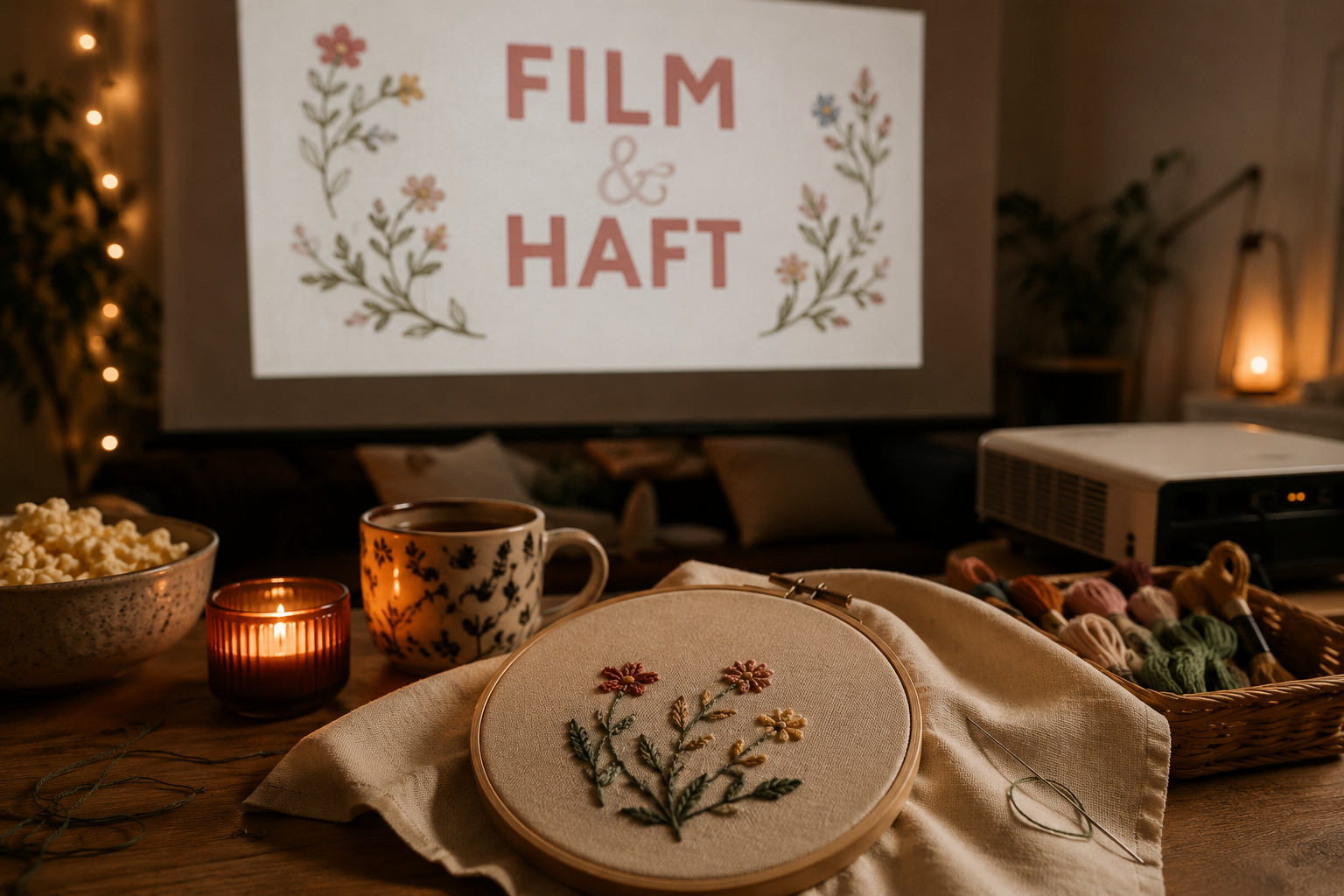 ekran na którym jest napis film i haft